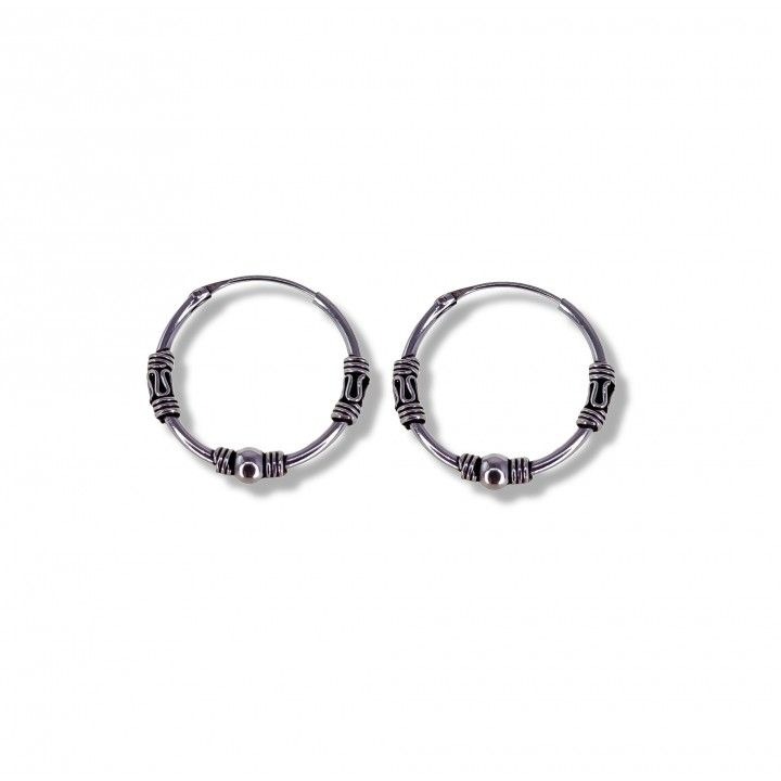 Aros bali 18mm de Plata de ley envejecida