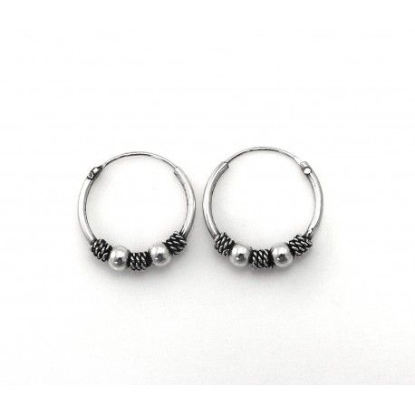 Pendientes aros Bali de Plata envejecida