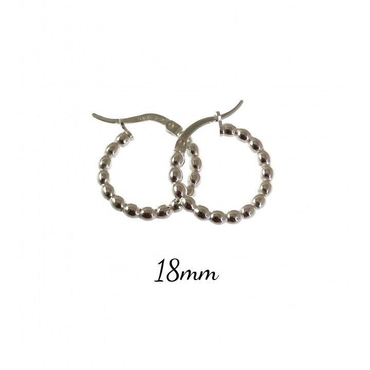 Pendientes Aros 18mm bolitas de Plata de ley 925