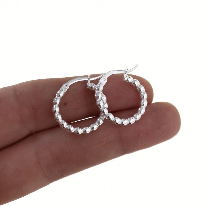 Pendientes Aros 18mm bolitas de Plata de ley 925 1