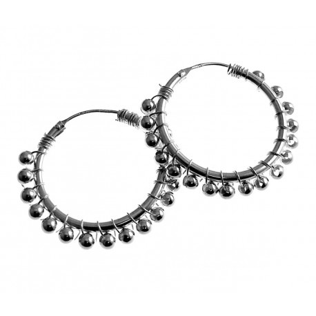 Pendientes Aro de Plata de ley con bolas 25 Mm.