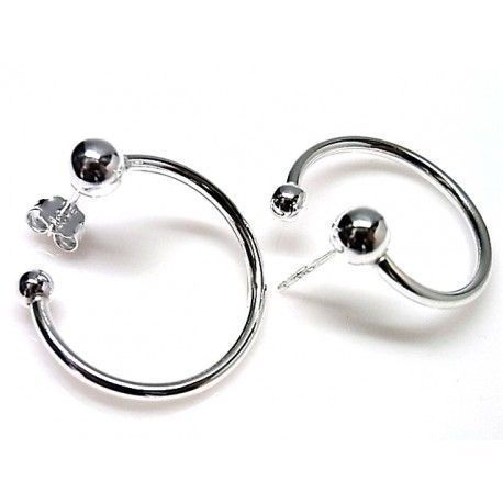 Pendientes de aro con bolas de Plata 25 Mm.