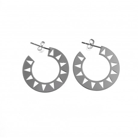 Pendientes Aro de Plata con triángulos calados 23 Mm.