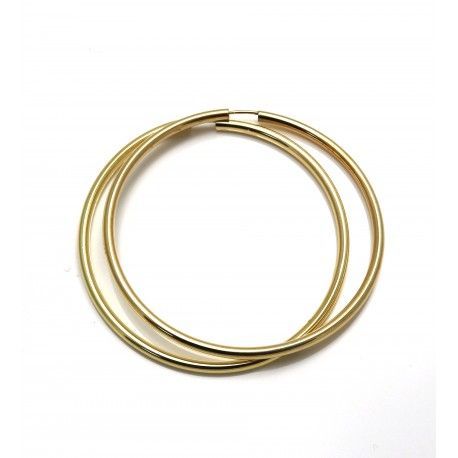 Pendientes Aro ancho de Plata de ley chapados en dorado 60 Mm.
