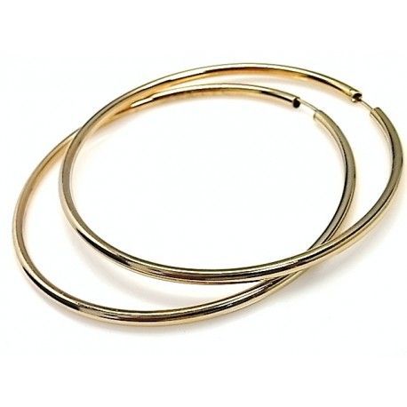 Pendientes Aro ancho de Plata de ley chapada dorado 70 Mm.