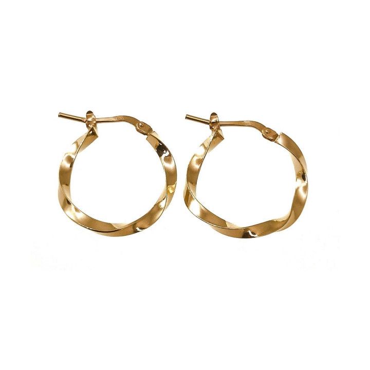 Pendientes Aro reliado 21mm de Plata de ley chapada en Oro