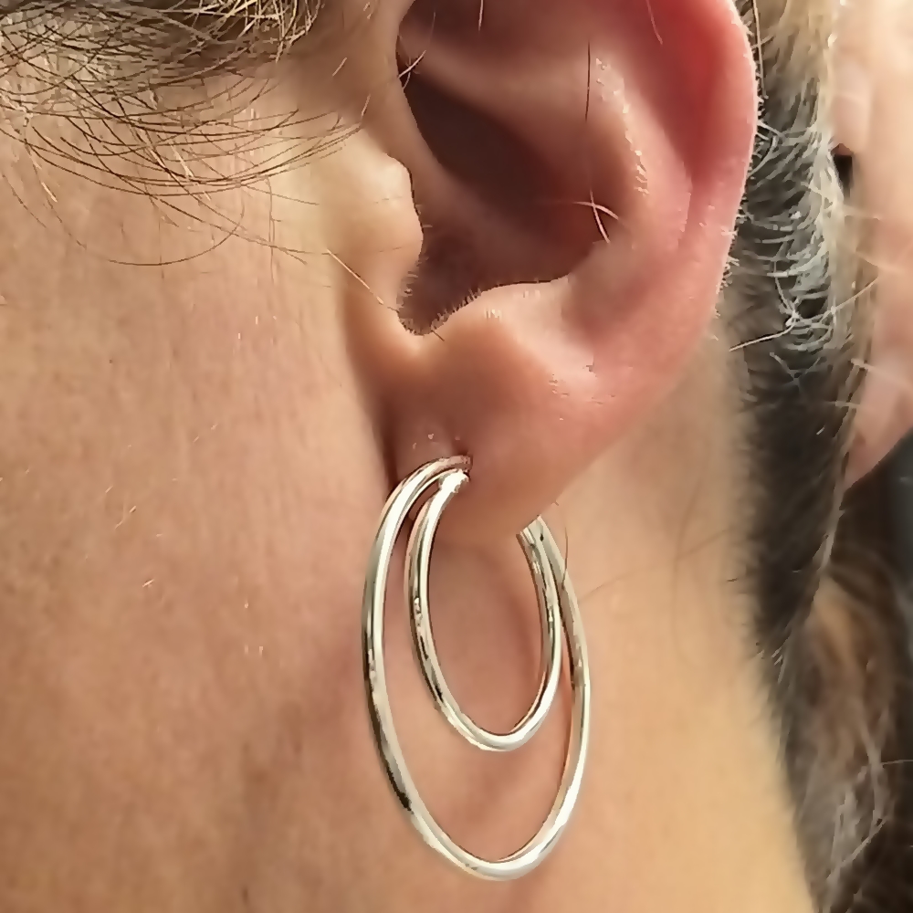 Pendientes de Plata de ley Aro doble karma 33 Mm. y 21 Mm. 1