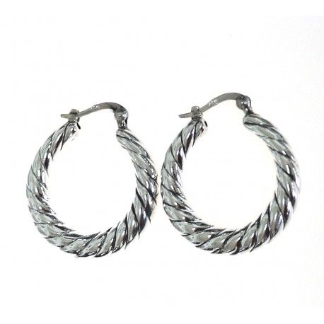 Pendientes Aros tallados de Plata de ley 28 Mm.