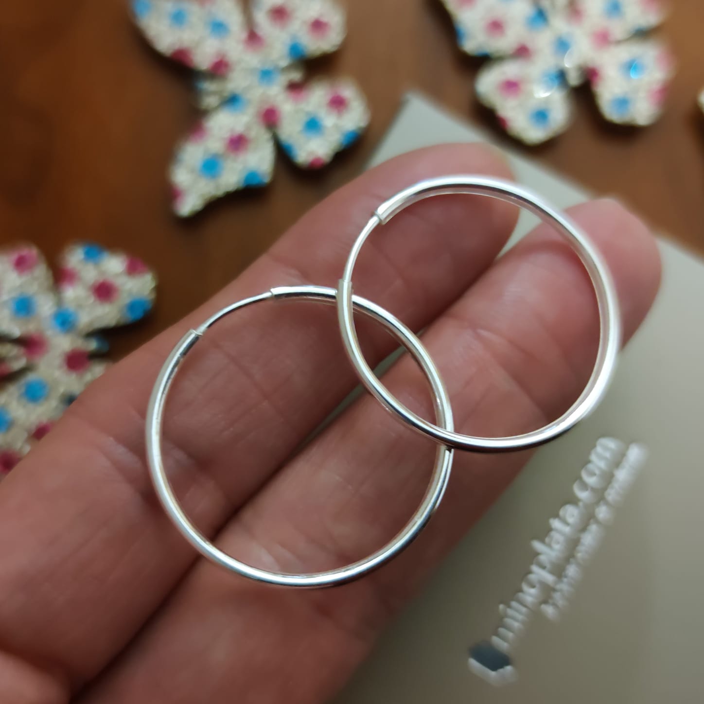 Pendientes Aros finos 25 mm de Plata de ley 2