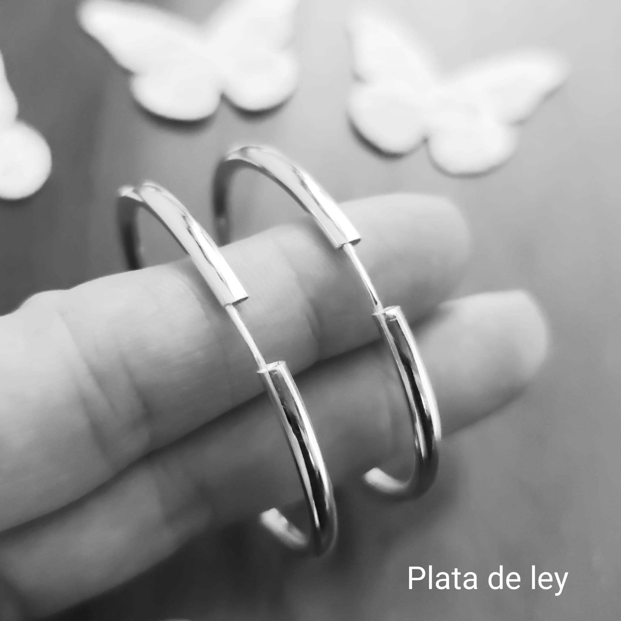 Pendientes Aros gordos de Plata de ley 45 Mm. 2