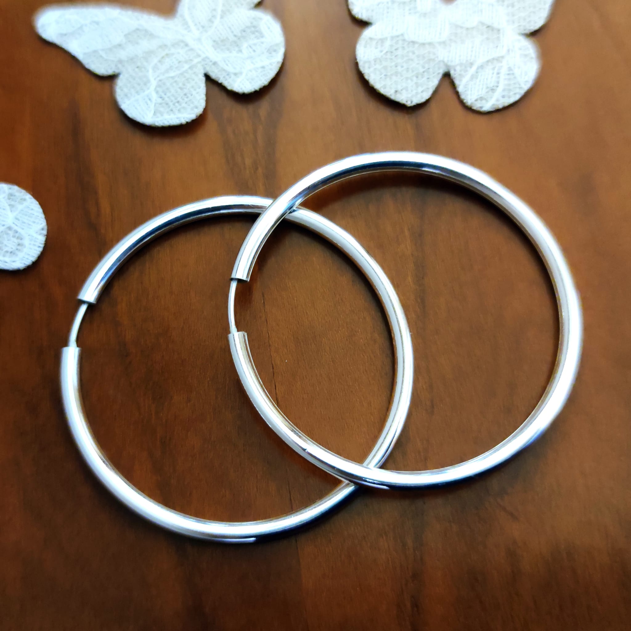 Pendientes Aros gordos de Plata de ley 45 Mm. 3