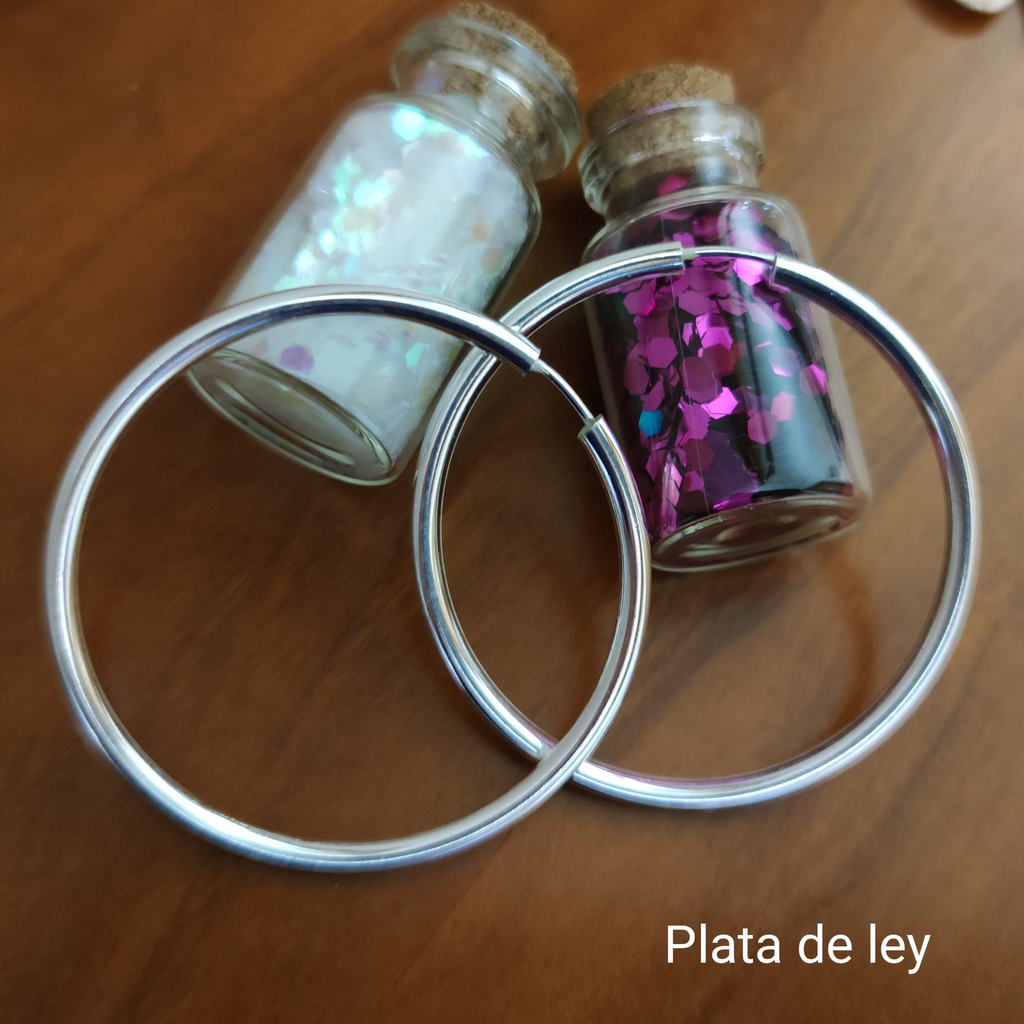 Pendientes Aros gordos de Plata de ley 45 Mm. 4