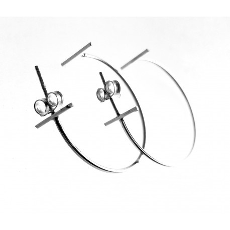 Pendientes Aro Karma barra de Plata de ley 28 Mm.