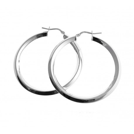 Pendientes Aros de Plata de ley lisos 42 Mm.