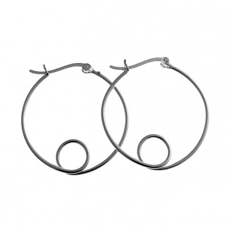 Pendientes Aro figura círculo en Plata de ley 30 Mm.