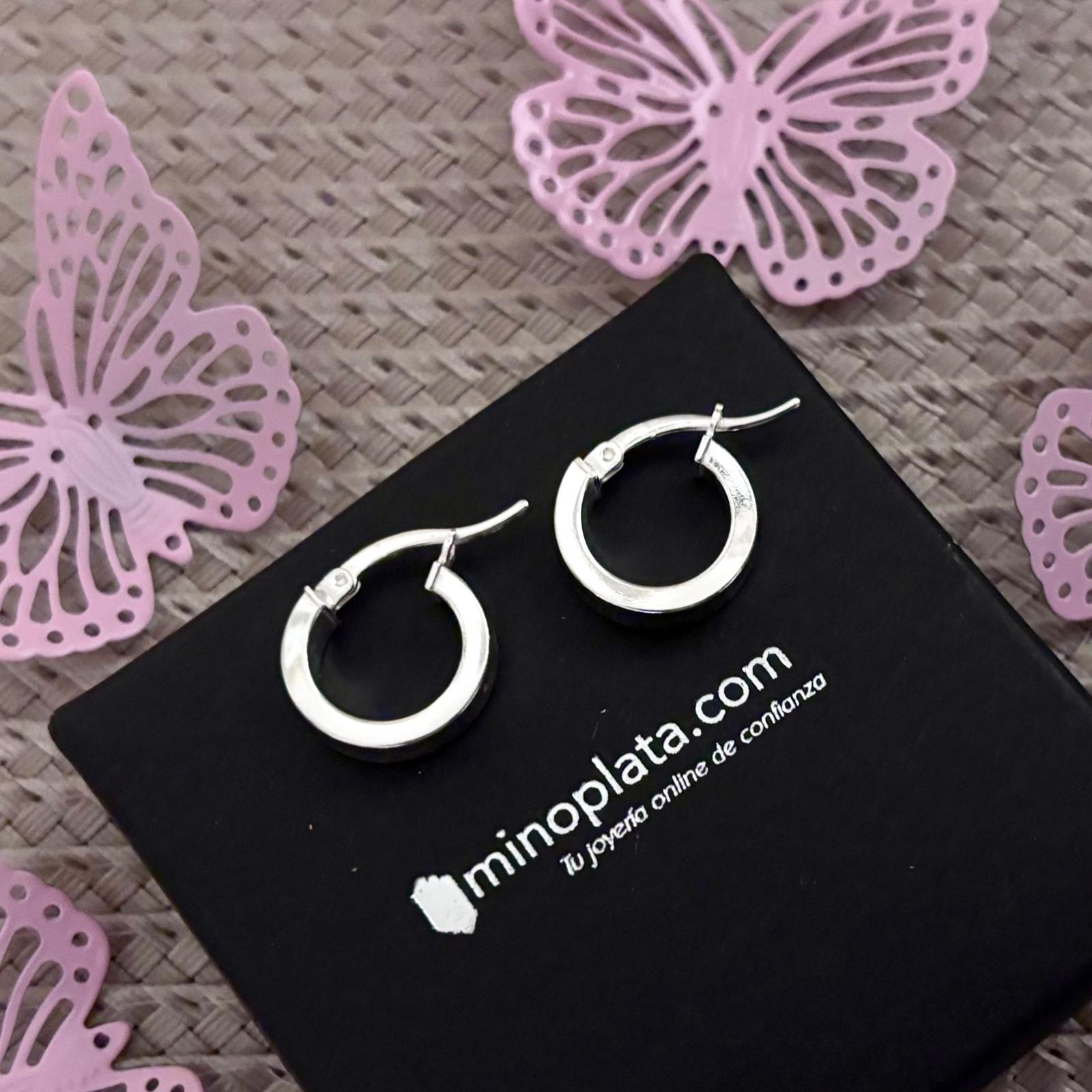Pendientes aros anchos 14mm de Plata de ley 925 3