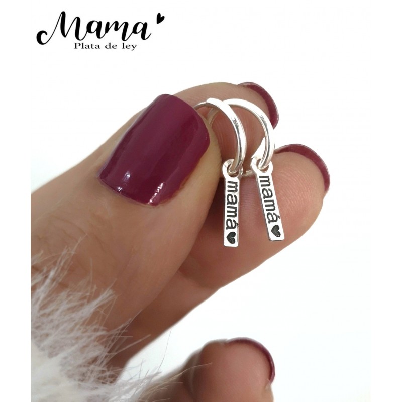 Aros mini 10 mm de Plata de ley colgante mamá 1