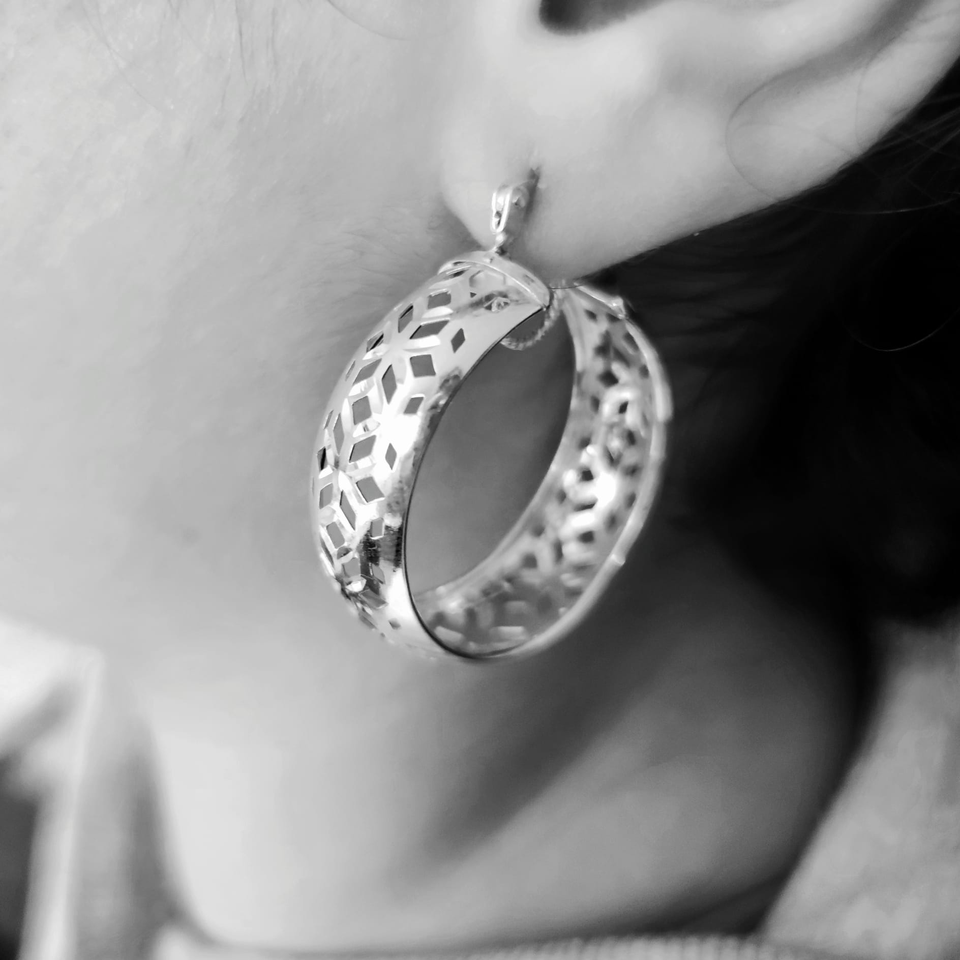 Pendientes aro tallado moruno de Plata de ley 30 Mm. 4