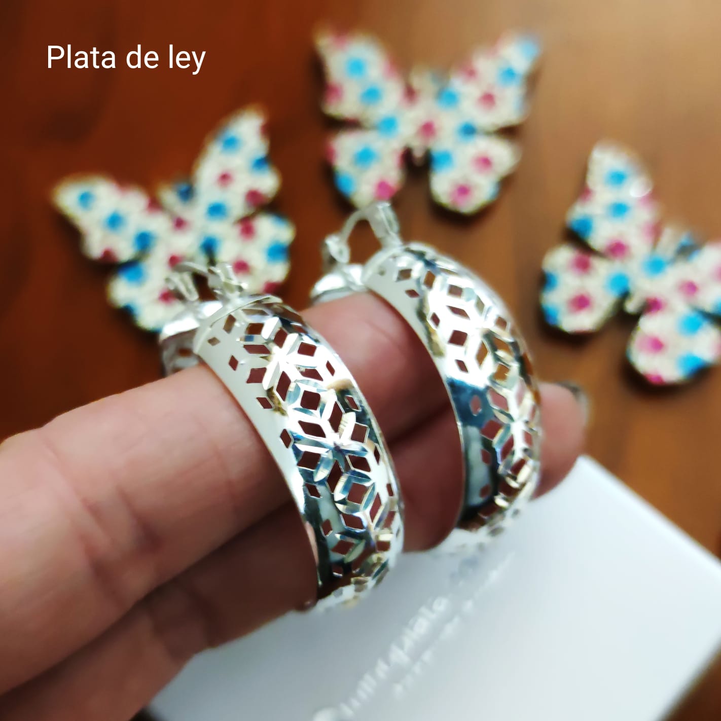 Pendientes aro tallado moruno de Plata de ley 30 Mm. 3