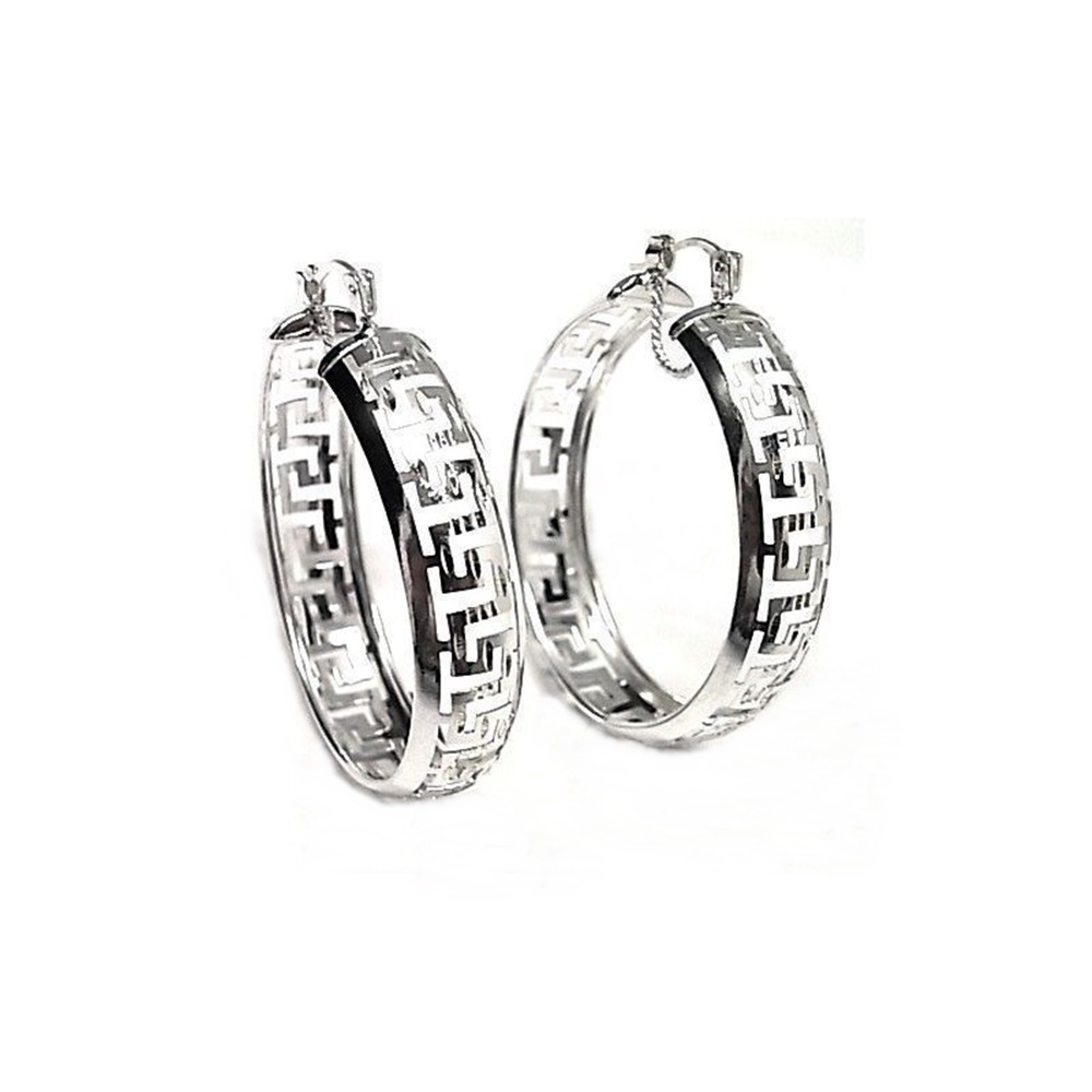 Pendientes aro moruno con greca de Plata de ley 40 Mm.