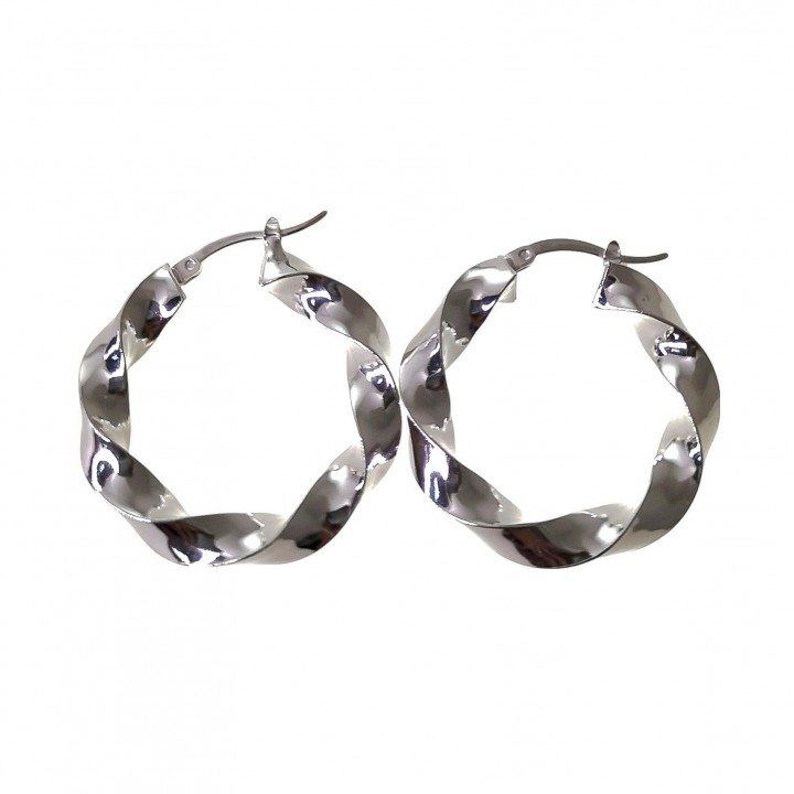 Aros rizados 20 mm para mujer en Plata de ley