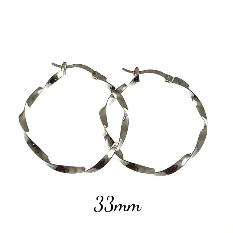 Pendientes Aros reliados de Plata de ley 33 mm