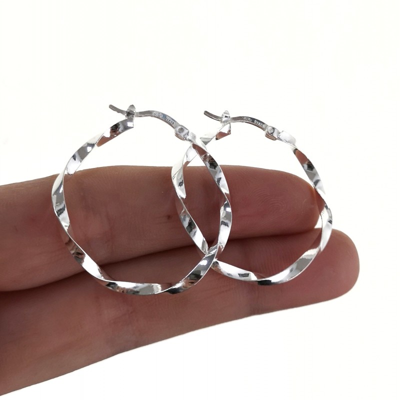Pendientes Aros reliados de Plata de ley 33 mm 1