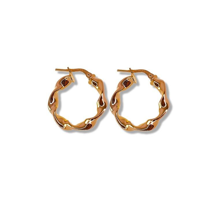 Aros reliados de Plata de ley chapada en Oro 20mm