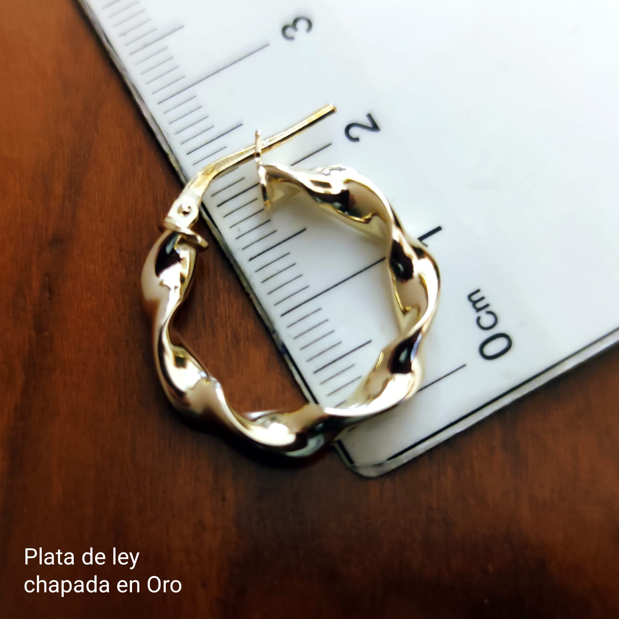 Aros reliados de Plata de ley chapada en Oro 20mm 2