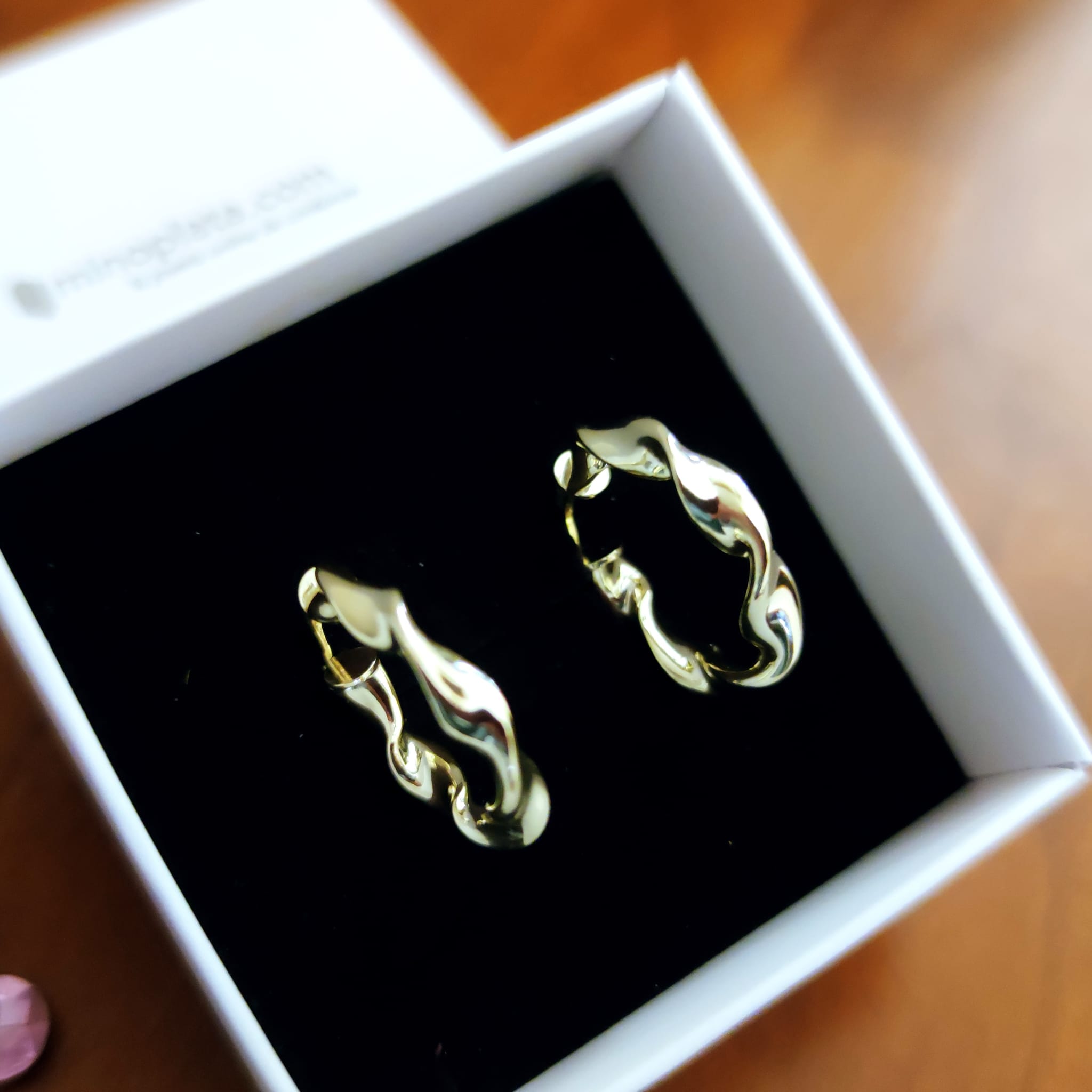 Aros reliados de Plata de ley chapada en Oro 20mm 4