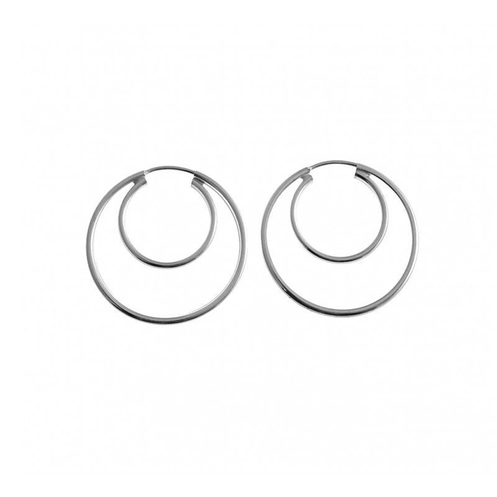 Pendientes de Aro doble 27 Mm. y 17 Mm. en Plata de ley