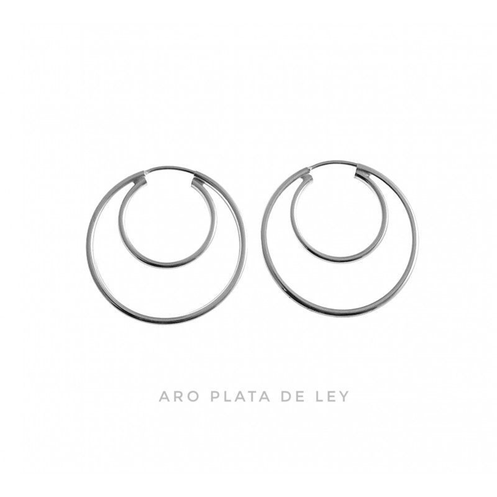 Pendientes de Aro doble 27 Mm. y 17 Mm. en Plata de ley_1