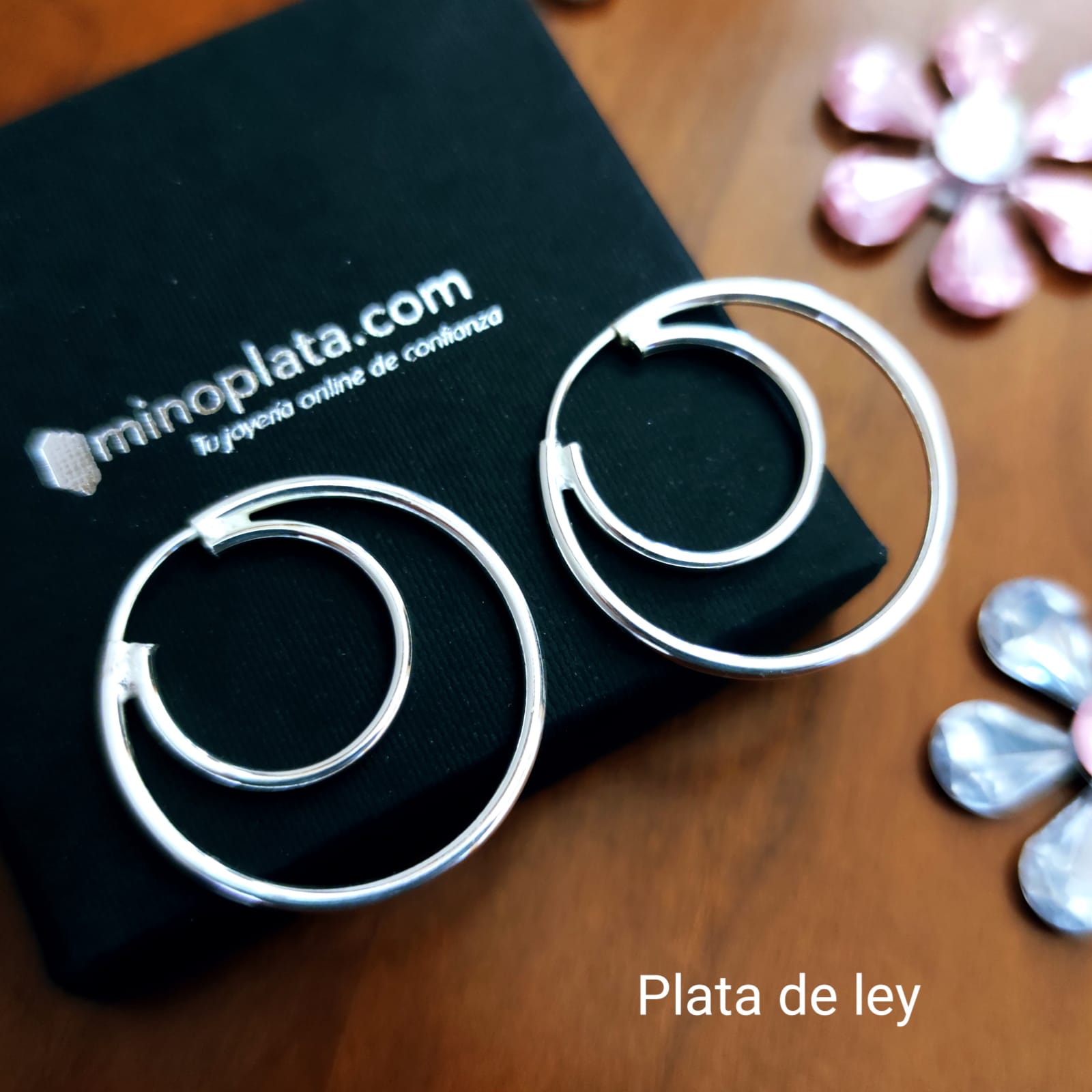 Pendientes de Aro doble 27 Mm. y 17 Mm. en Plata de ley 3