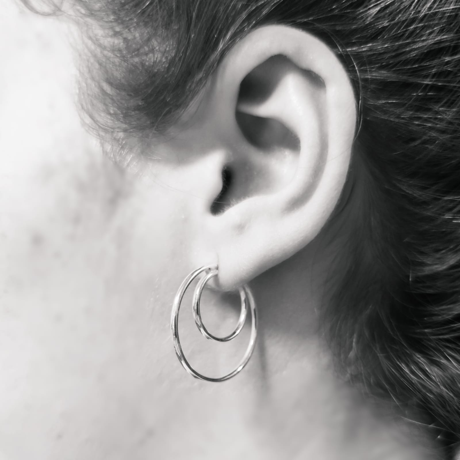 Pendientes de Aro doble 27 Mm. y 17 Mm. en Plata de ley 5