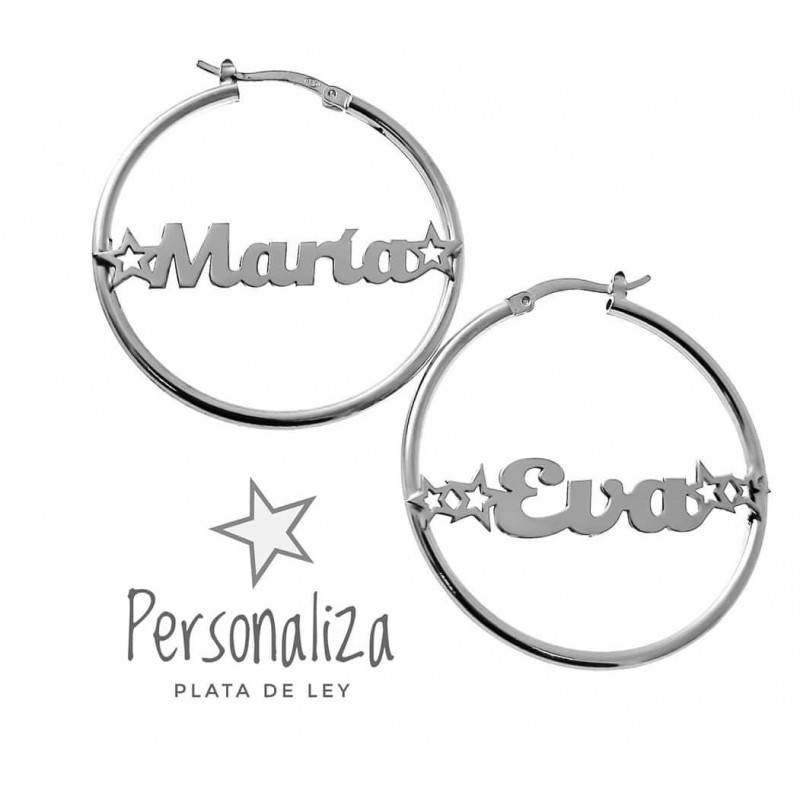 Pendientes Aros 35 Mm. de Plata de ley personalizados