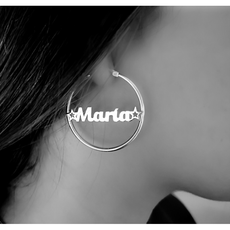 Pendientes Aros 35 Mm. de Plata de ley personalizados 1
