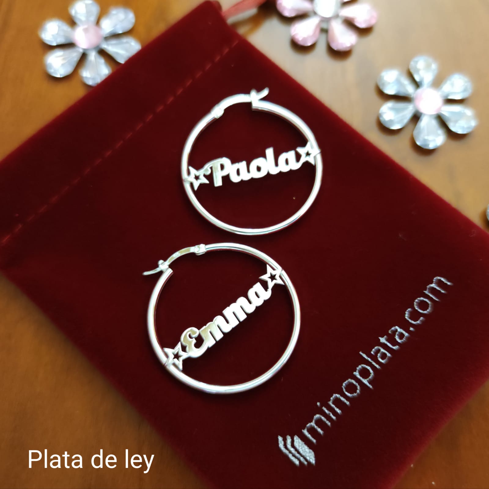 Pendientes Aros 35 Mm. de Plata de ley personalizados 3