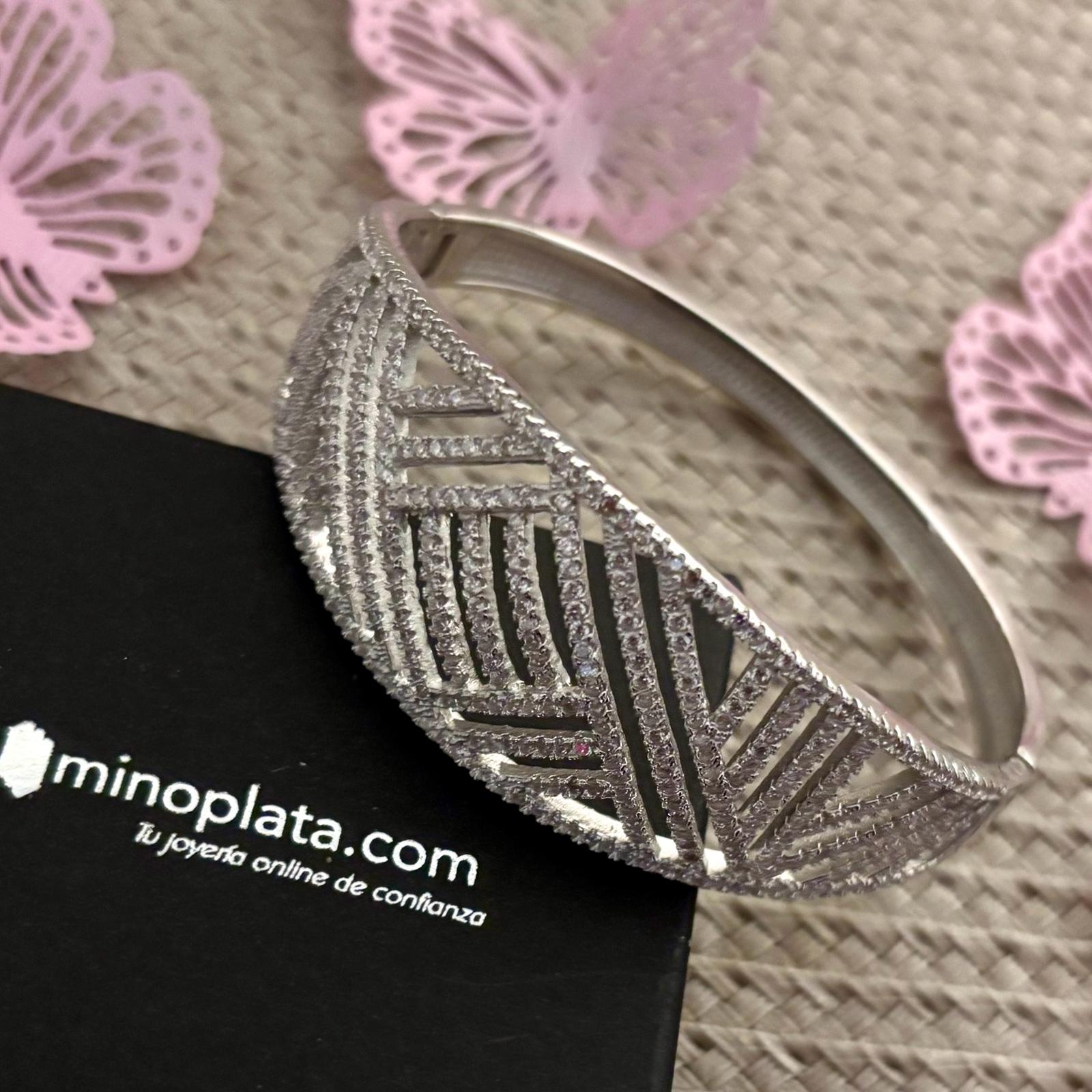 Pulsera fiesta de Plata rodiada con Circonitas microengastadas 3