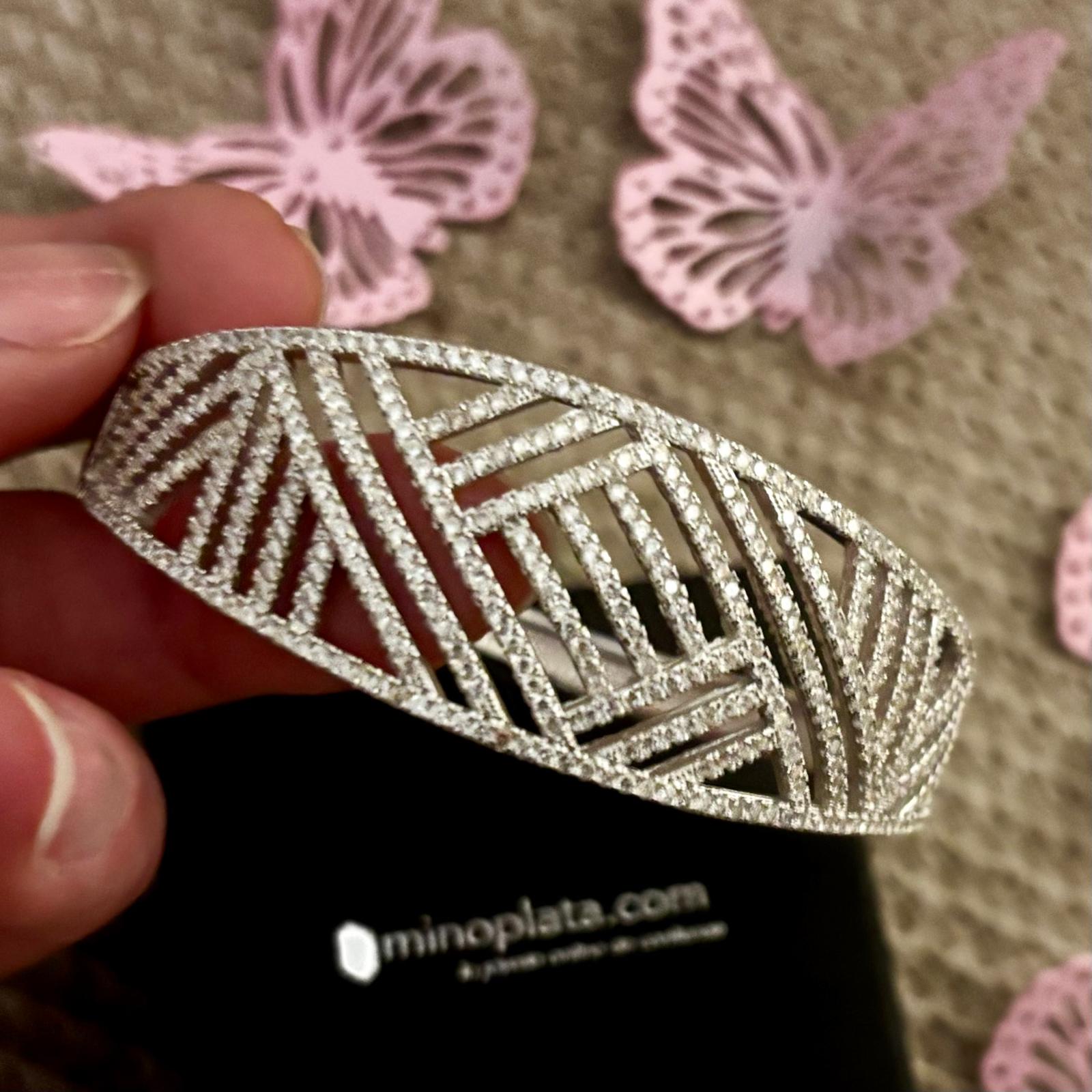 Pulsera fiesta de Plata rodiada con Circonitas microengastadas 5