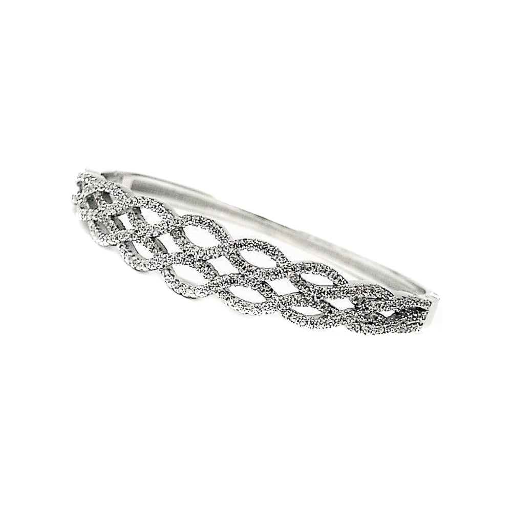 Pulsera brazalete fiesta de Plata rodiada con Circonitas micro