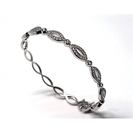 Pulsera brazalete novia de Plata rodiada y Circonitas 1