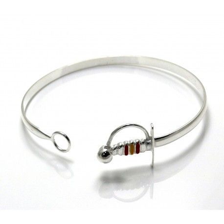 Brazalete estoque de Plata de ley con la bandera de España 1