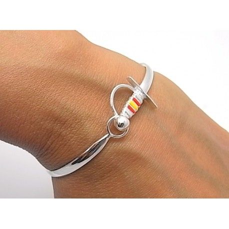 Brazalete estoque de Plata de ley con la bandera de España 2