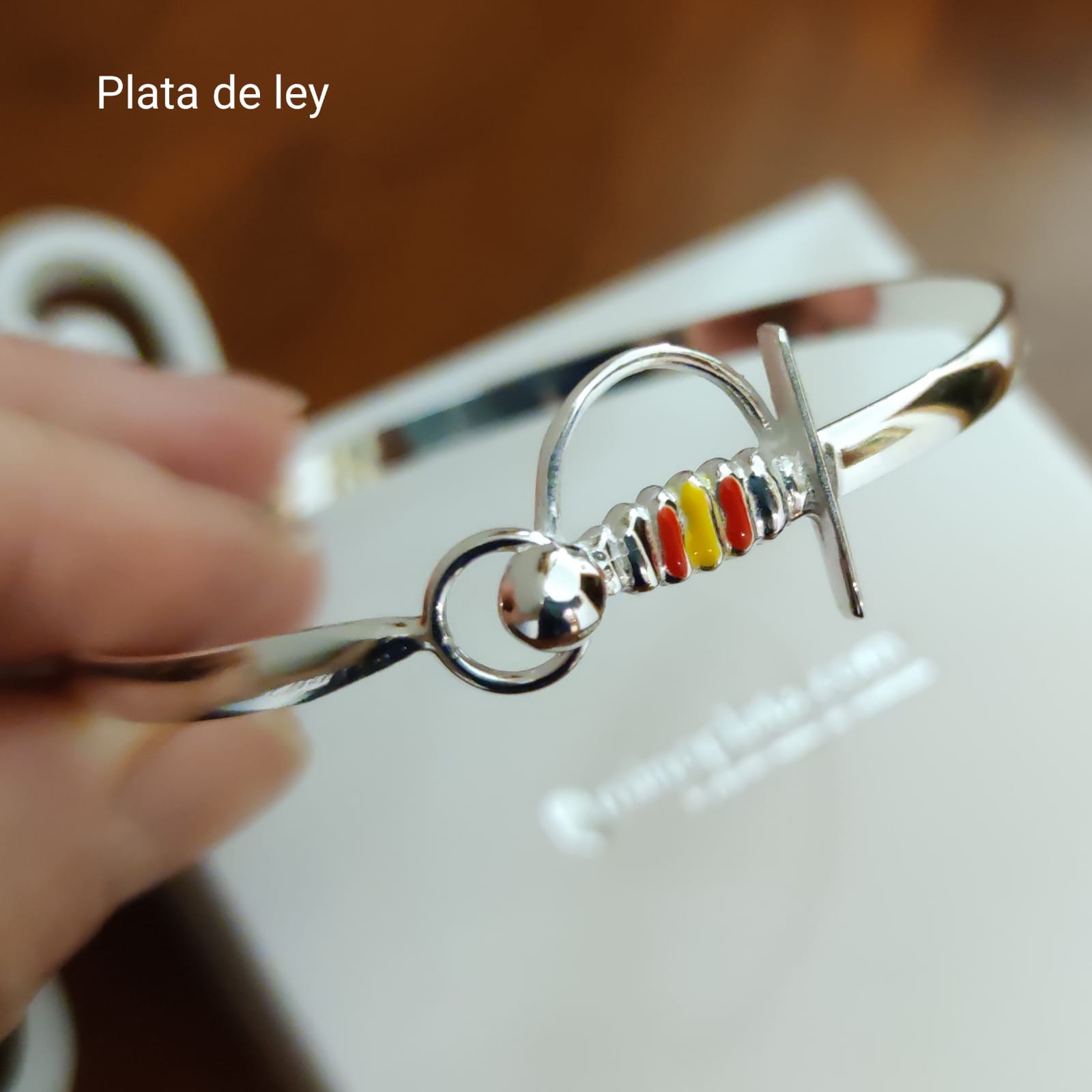 Brazalete estoque de Plata de ley con la bandera de España 3