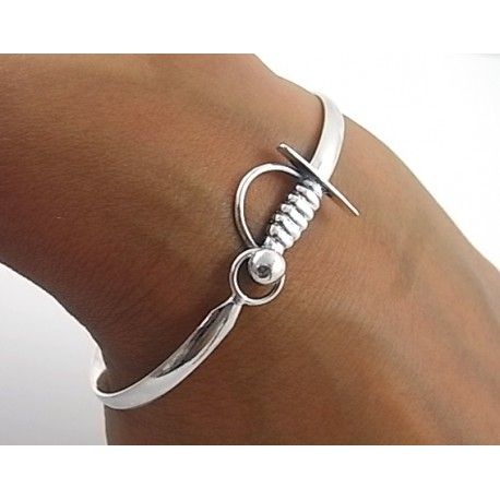 Pulsera brazalete estoque de Plata de ley 2