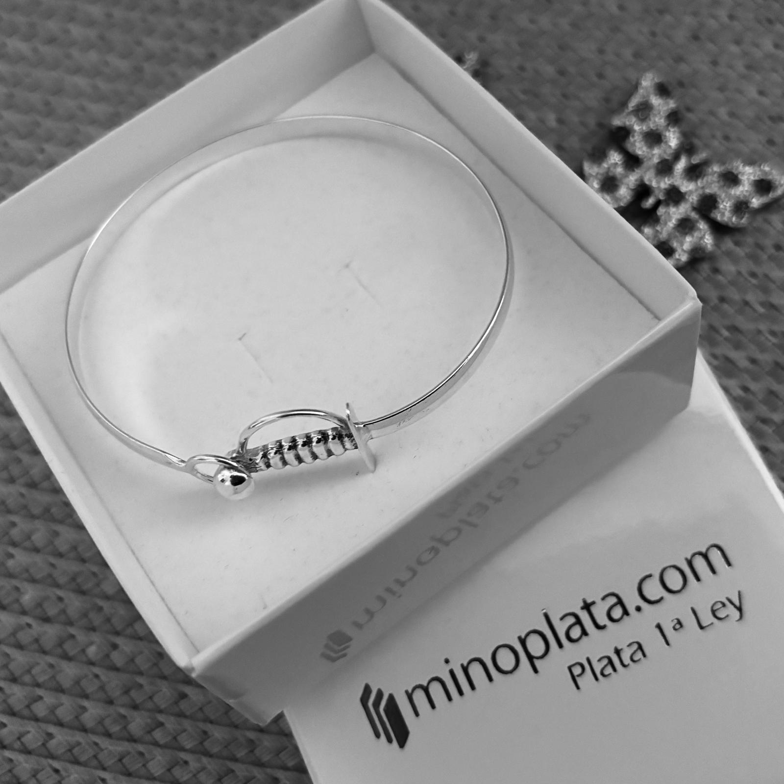 Pulsera brazalete estoque de Plata de ley 4