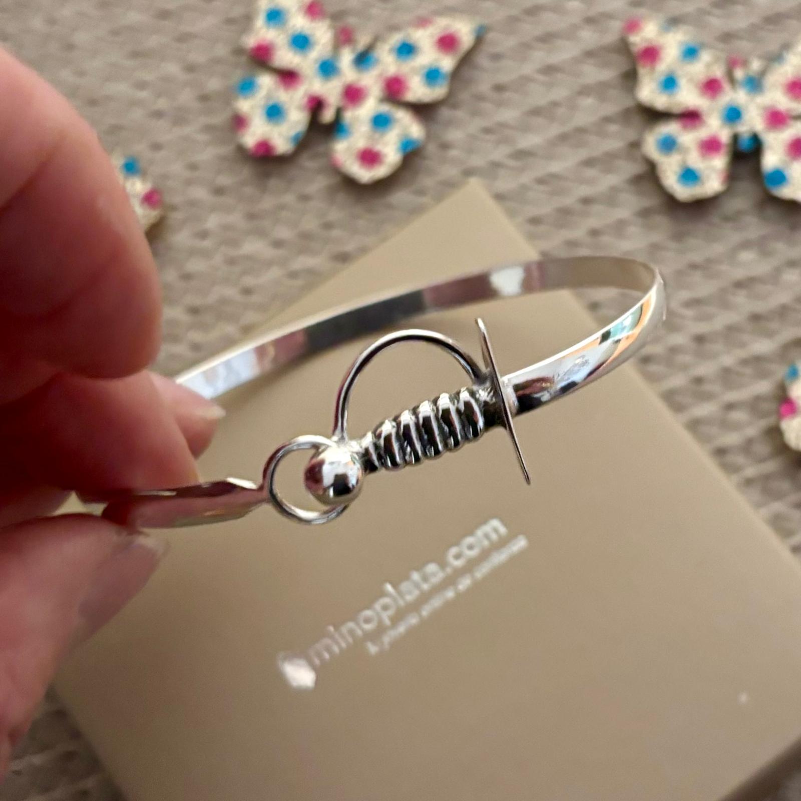 Pulsera brazalete estoque de Plata de ley 5