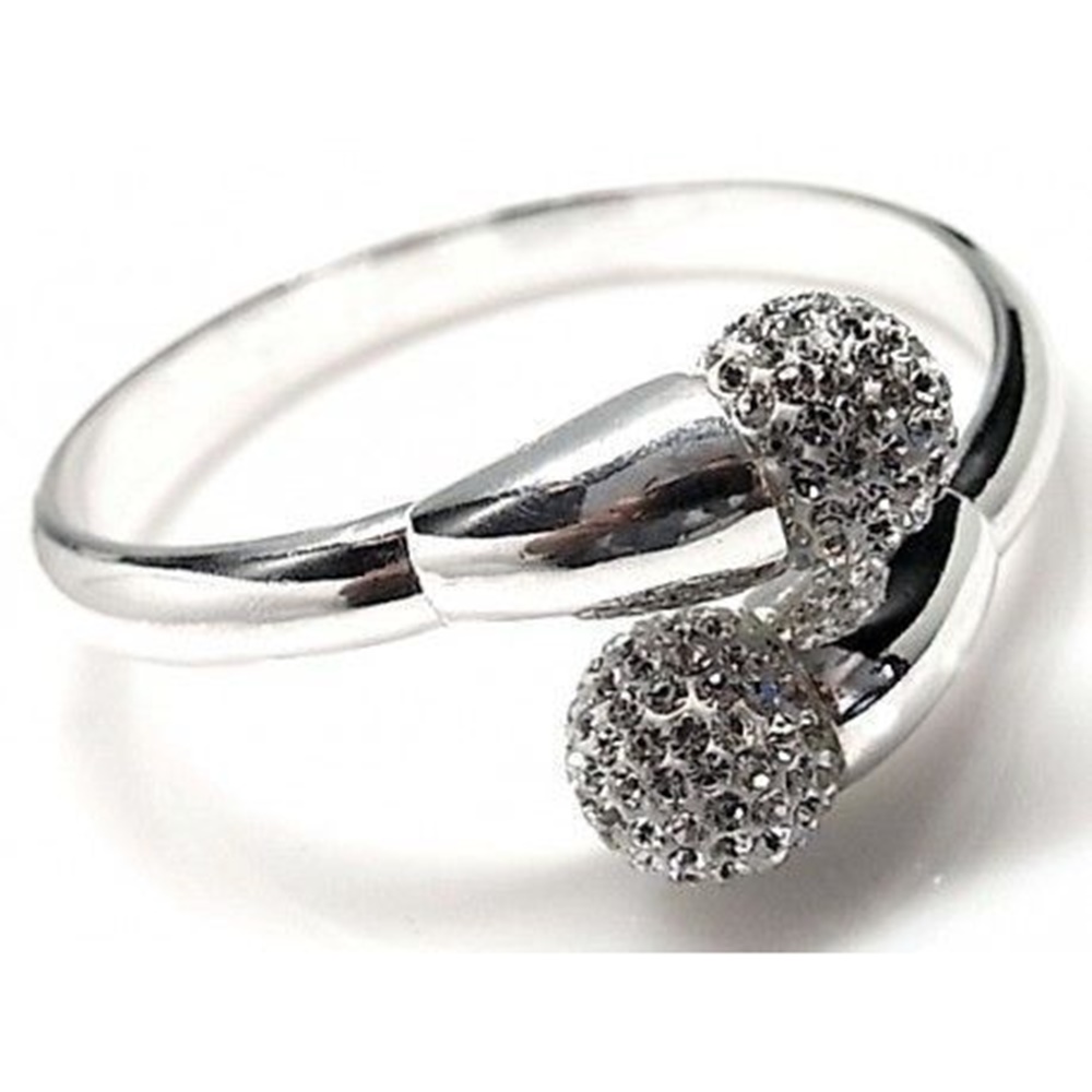 Pulsera Plata Media Caña con Bolas de Cristal