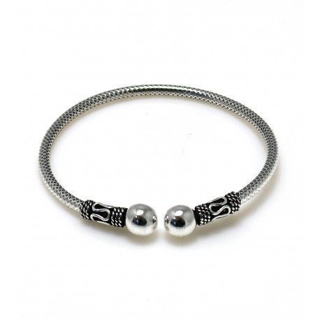 Brazalete de Plata de ley envejecida con bolas de remate