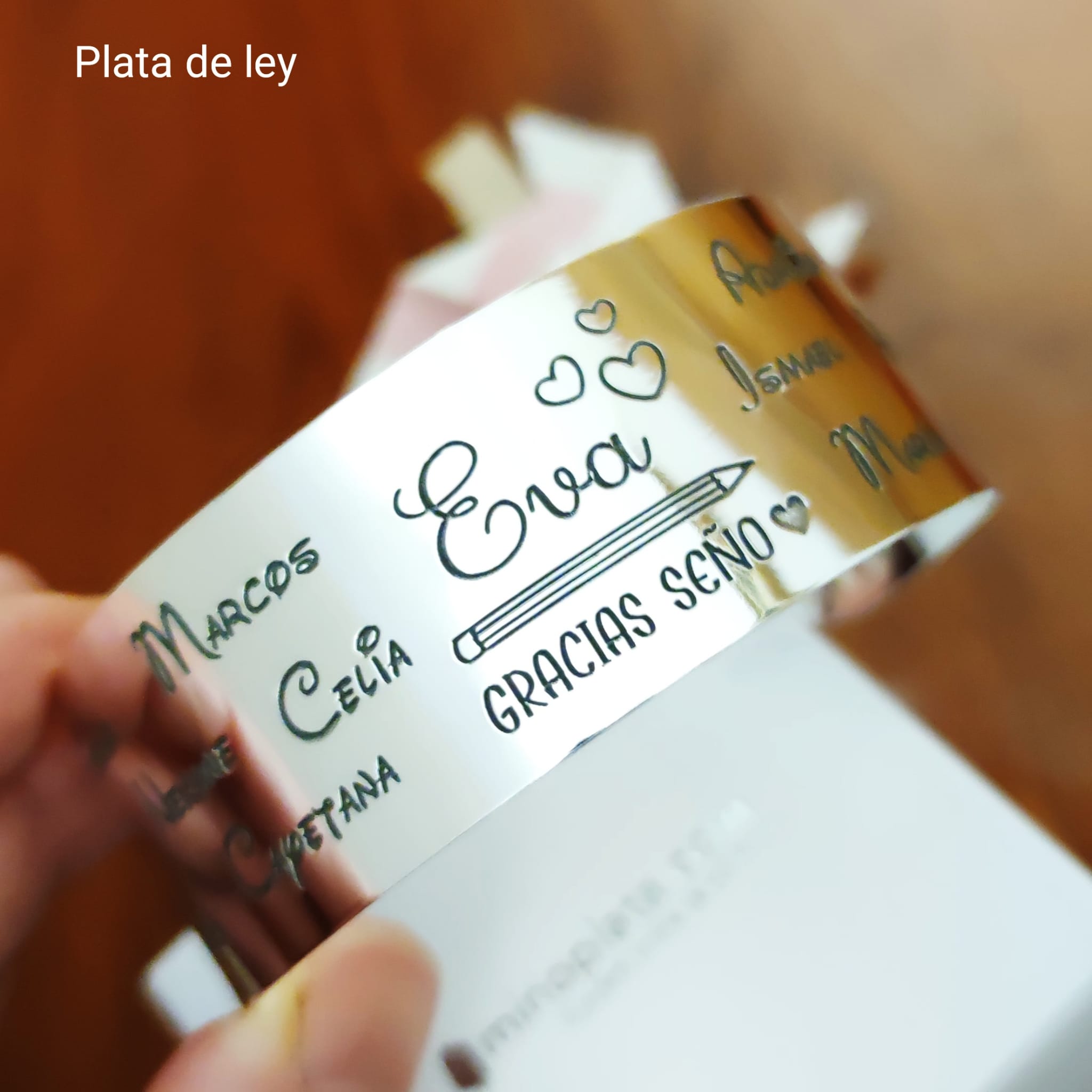 Brazalete Seño de Plata de ley personalizado con nombres 25 Mm 4